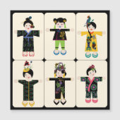 Mah Jongg Dolls Flat Magnet (Vorderseite)