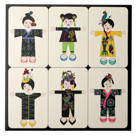 Mah Jongg Dolls Tile Fliese (Vorderseite)