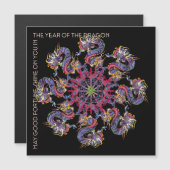 Mah Jongg Dragon Jahr Flat Magnet (Vorne/Hinten)