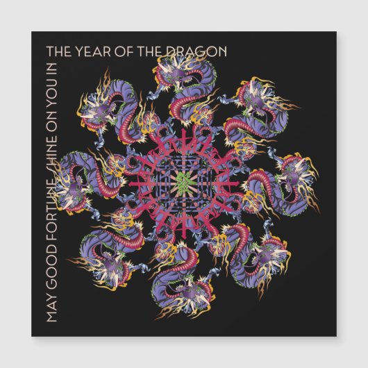 Mah Jongg Dragon Jahr Flat Magnet (Vorderseite)