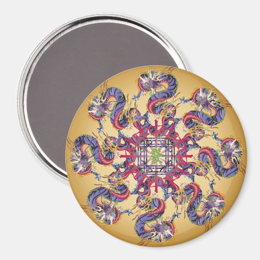 Mah Jongg Dragon Jahr Magnet (Vorderseite/Rückseite)