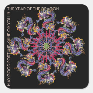 Mah Jongg Dragon Jahr Stickers