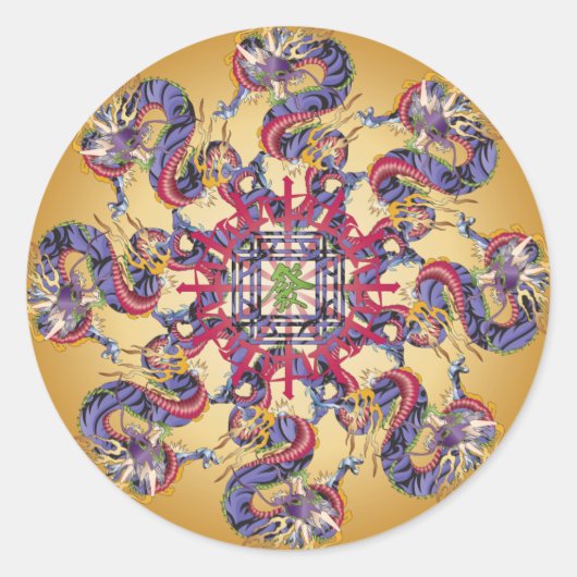 Mah Jongg Dragon Jahr Stickers (Vorderseite)