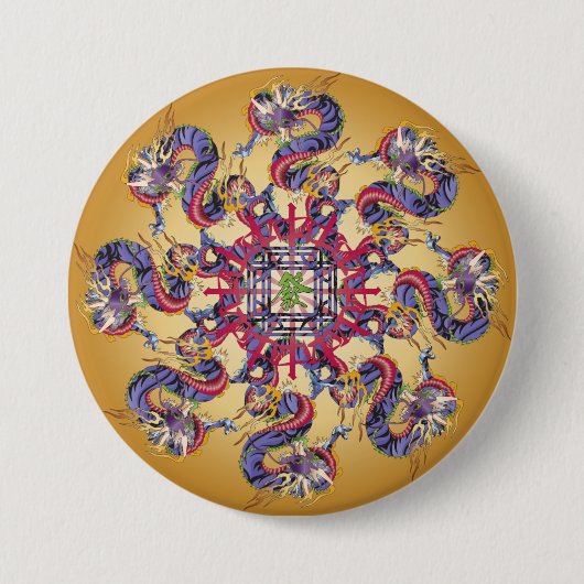 Mah Jongg Dragon Year Button (Vorderseite)