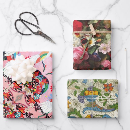 Mah Jongg Egrets, Positano und Fleuresse Geschenkpapier Set (Vorderseite)