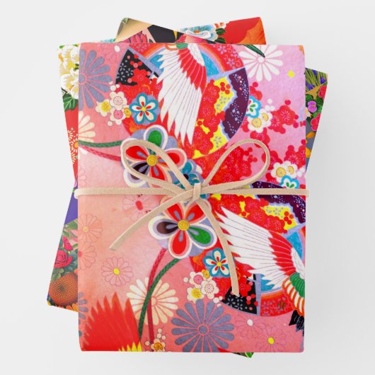 Mah Jongg Egrets, Spring Set und Paisley Geschenkpapier Set (Beispiel)