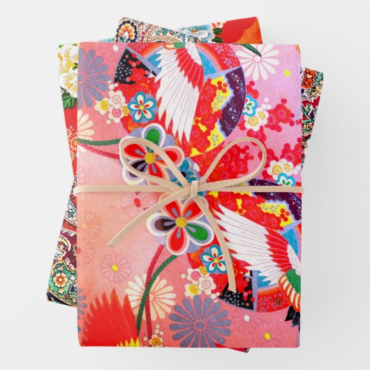 Mah Jongg Egrets und Paisley Geschenkpapier Set (Beispiel)