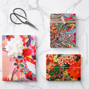 Mah Jongg Egrets und Paisley Geschenkpapier Set