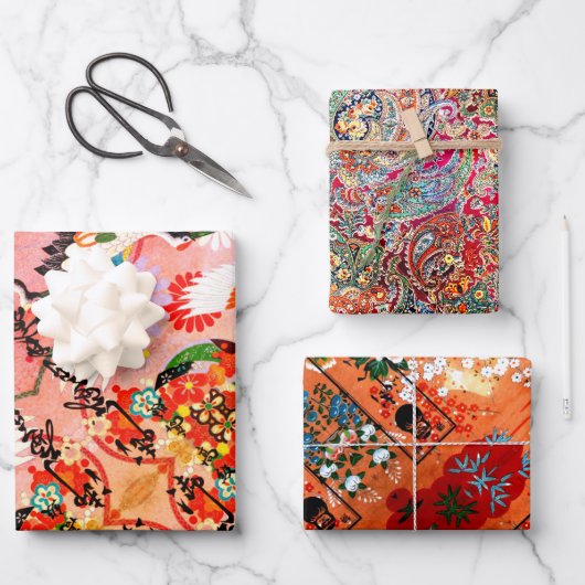 Mah Jongg Egrets und Paisley Wrapping Paper Sheets Geschenkpapier Set (Vorderseite)