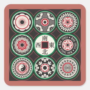 Mah Jongg Ein Dots-Aufkleber Quadratischer Aufkleber