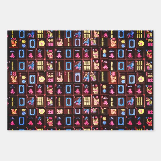 Mah Jongg Farbfliesen-Wrapping-Papier Geschenkpapier Set (Vorderseite 3)