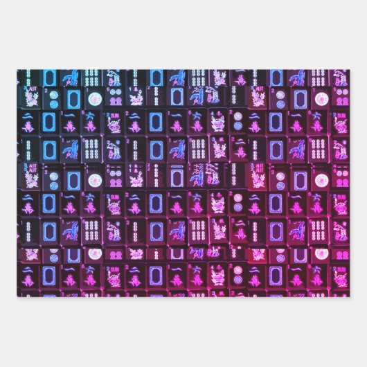 Mah Jongg Farbfliesen-Wrapping-Papier Geschenkpapier Set (Vorderseite 2)