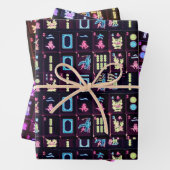 Mah Jongg Farbfliesen-Wrapping-Papier Geschenkpapier Set (Beispiel)