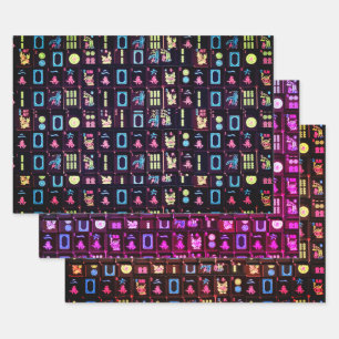 Mah Jongg Farbfliesen-Wrapping-Papier Geschenkpapier Set