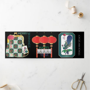 Mah Jongg-Feiertags-Tri-fold-Karte Dreifach Gefaltete Urlaubskarte