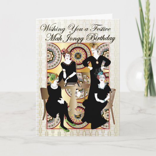 Mah Jongg Festive Birthday Karte (Vorderseite)