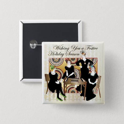 Mah Jongg Festive Button (Vorne & Hinten)