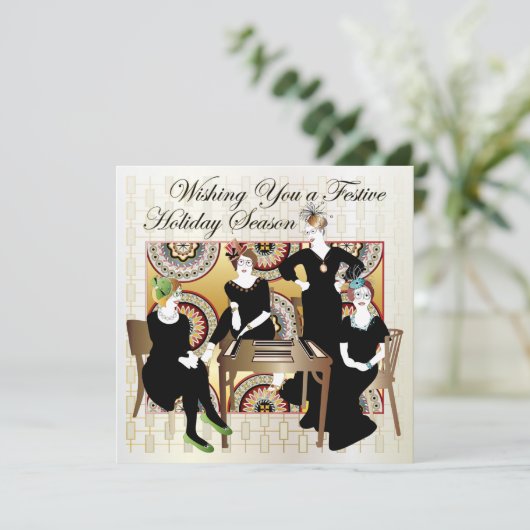 Mah Jongg Festive Flat Card (Stehend Vorderseite)