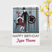 Mah Jongg Flappers Couple Birthday Card Karte (Gelbe Blume)