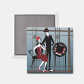 Mah Jongg Flappers Couple Magnet (Vorderseite/Rückseite)
