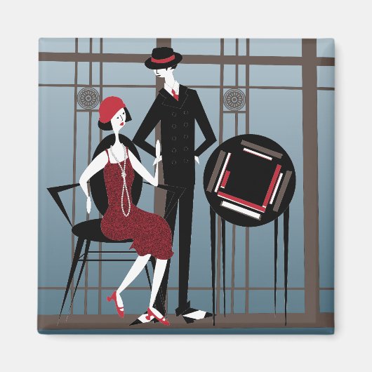 Mah Jongg Flappers Couple Magnet (Vorne)