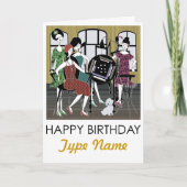 Mah Jongg Flappers Dog Birthday Card Karte (Vorderseite)