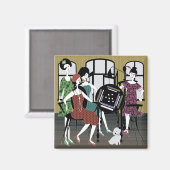 Mah Jongg Flappers Dog Magnet (Vorderseite/Rückseite)