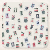 Mah Jongg Fliesensymbole auf Abzeichen Rechteckiger Pappuntersetzer (Vorderseite)