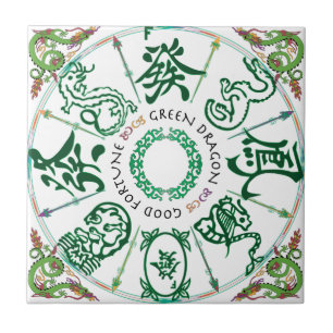 Mah Jongg Green Dragon Tile Fliese