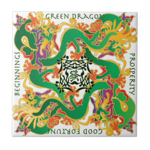 Mah Jongg Green Dragon Tile Fliese