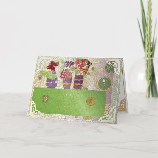 Mah Jongg Green Table Card Dankeskarte (Vorderseite)