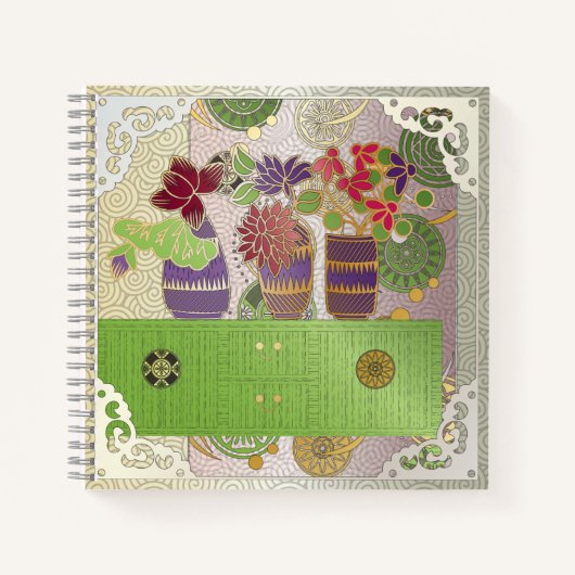 Mah Jongg Green Table Notebook Notizblock (Vorderseite)