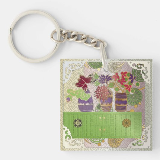 Mah Jongg Green Table Schlüsselanhänger (Vorderseite)