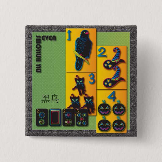 Mah Jongg Halloween Button (Vorderseite)