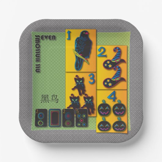 Mah Jongg Halloween Paper Tellers Pappteller (Vorderseite)