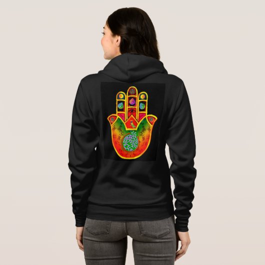 Mah Jongg Hamsa Jacket Hoodie (Schwarz voll)
