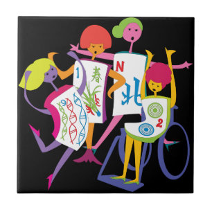 Mah Jongg Happy Dance Black Tile Fliese