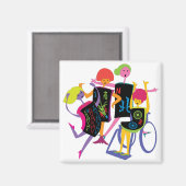 Mah Jongg Happy Dance White Magnet (Vorderseite/Rückseite)