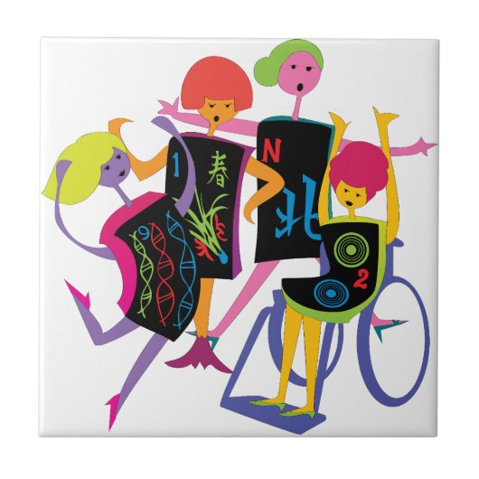 Mah Jongg Happy Dance White Tile Fliese (Vorderseite)