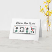 Mah Jongg Happy New Year Card Karte (Gelbe Blume)