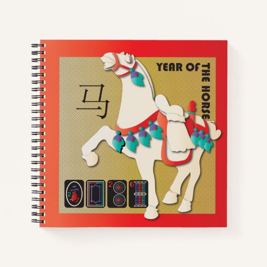 Mah Jongg Horse Notebook Notizblock (Vorderseite)
