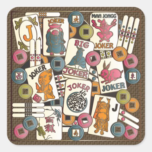 Mah Jongg Joker Quadratischer Aufkleber (Vorderseite)