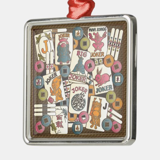 Mah Jongg Joker Silbernes Ornament (Links)