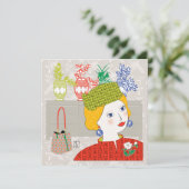 Mah Jongg Lady 03 Flachkarte Einladung (Stehend Vorderseite)