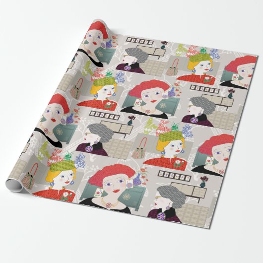 Mah Jongg Lady 03 Wrapping Paper Geschenkpapier (Ungerollt)