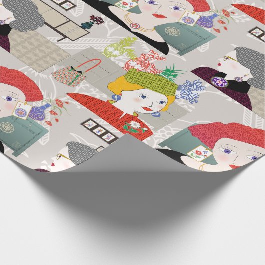 Mah Jongg Lady 03 Wrapping Paper Geschenkpapier (Ecke)