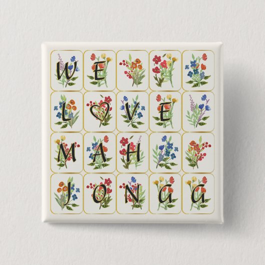Mah Jongg Liebe Button (Vorderseite)