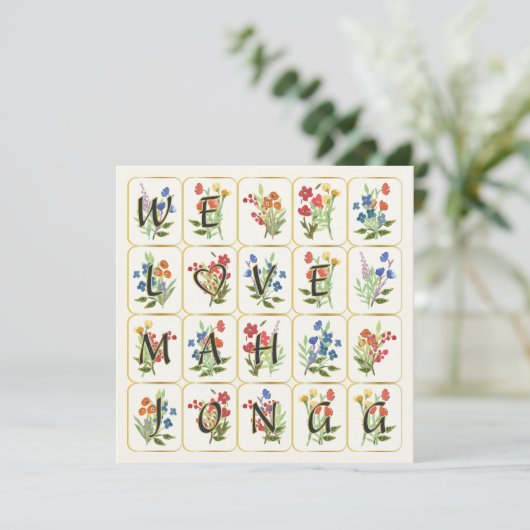 Mah Jongg Liebe Flat Card Einladung (Stehend Vorderseite)