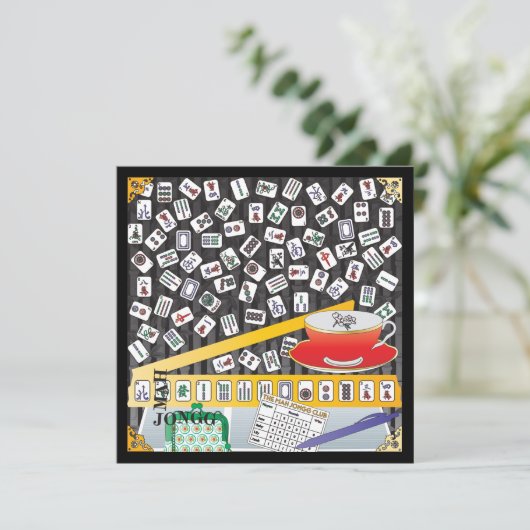 Mah Jongg Limerick Mahj Flat Card Einladung (Stehend Vorderseite)