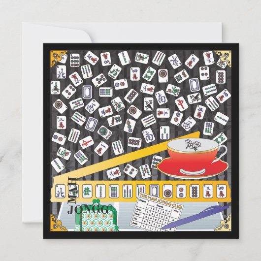 Mah Jongg Limerick Mahj Flat Card Einladung (Vorderseite)